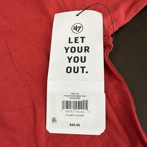 Atlanta Falcons 47 Oversized relaxed Racer Red T-Shirt Women's Medium NFL NWT - Picture 3 of 12